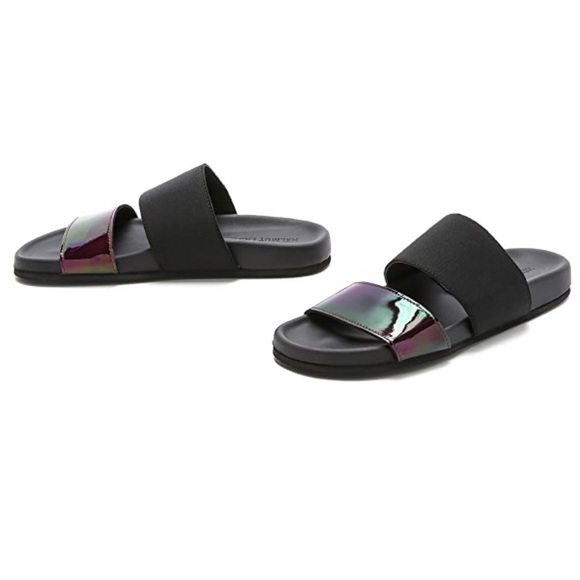 Helmut Lang Shoes - HELMUT LANG Amethyst Oil Slick beach slide sandals